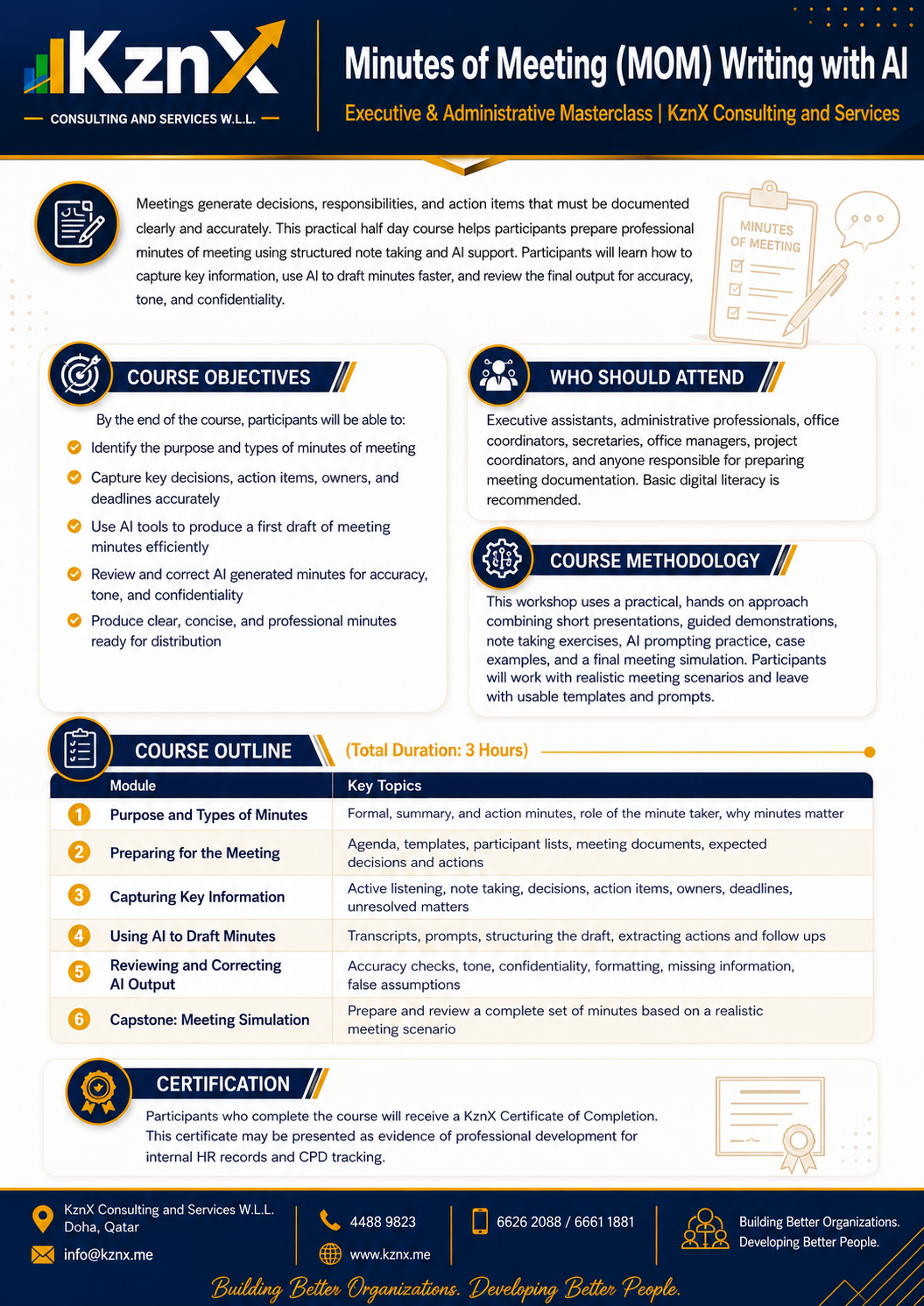 Minutes of Meeting (MOM) Writing with AI course poster